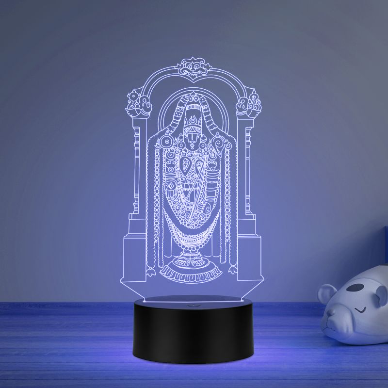 3D Illusion Tirupati Balaji Led Night Lamp Multicolored Light Home Office Pooja Room Decor